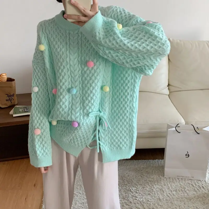 DAYIFUN-O Neck Sweaters for Women Knitted Pullovers Little Fur Ball Design Medium Length Kawaii Top Autumn Winter Jumpers
DAYIFUN-O Neck Sweaters for Women Knitted Pullovers Little Fur Ball Design Medium Length Kawaii Top Autumn Winter Jumpers