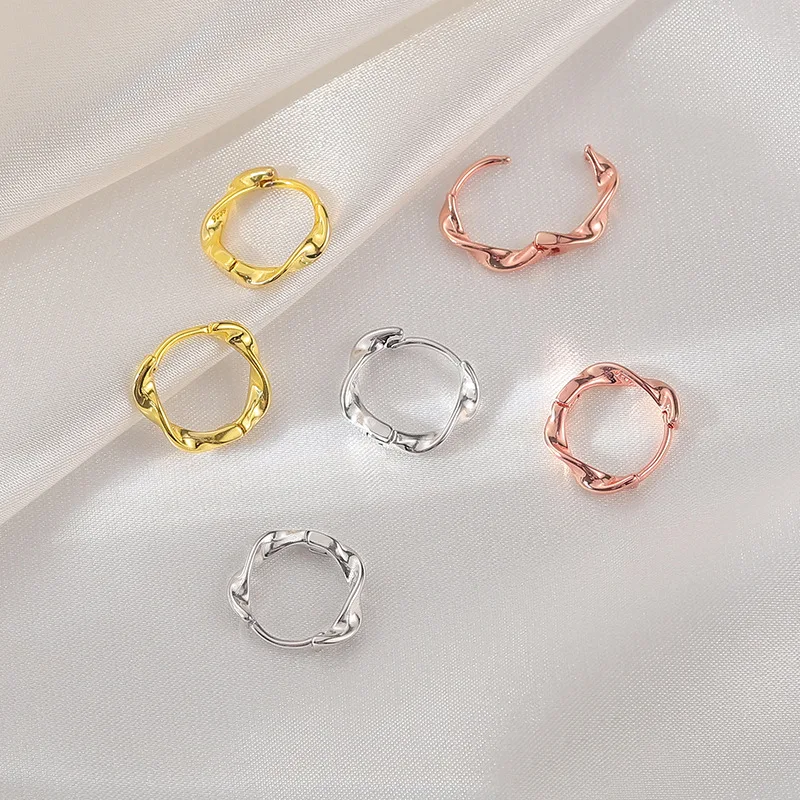 Real 925 Sterling Silver 14K Gold Twist Ring Stud Earrings For Women Luxury Elegant Jewelry Wholesale Accessories Argent 925
Real 925 Sterling Silver 14K Gold Twist Ring Stud Earrings For Women Luxury Elegant Jewelry Wholesale Accessories Argent 925