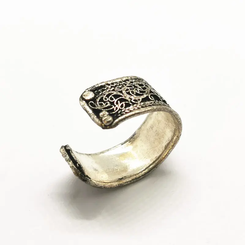 Bague Tibétaine Antique en Métal et Cuivre pour Homme et Femme, Anneau Ouvert, Vintage, Fleur, R166 4