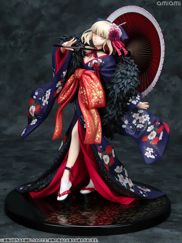 

27cm Movie Fate/stay night Anime Figure Altria Pendragon Action Figure Heaven's Feel Saber Alter Kimono Collection Model Doll