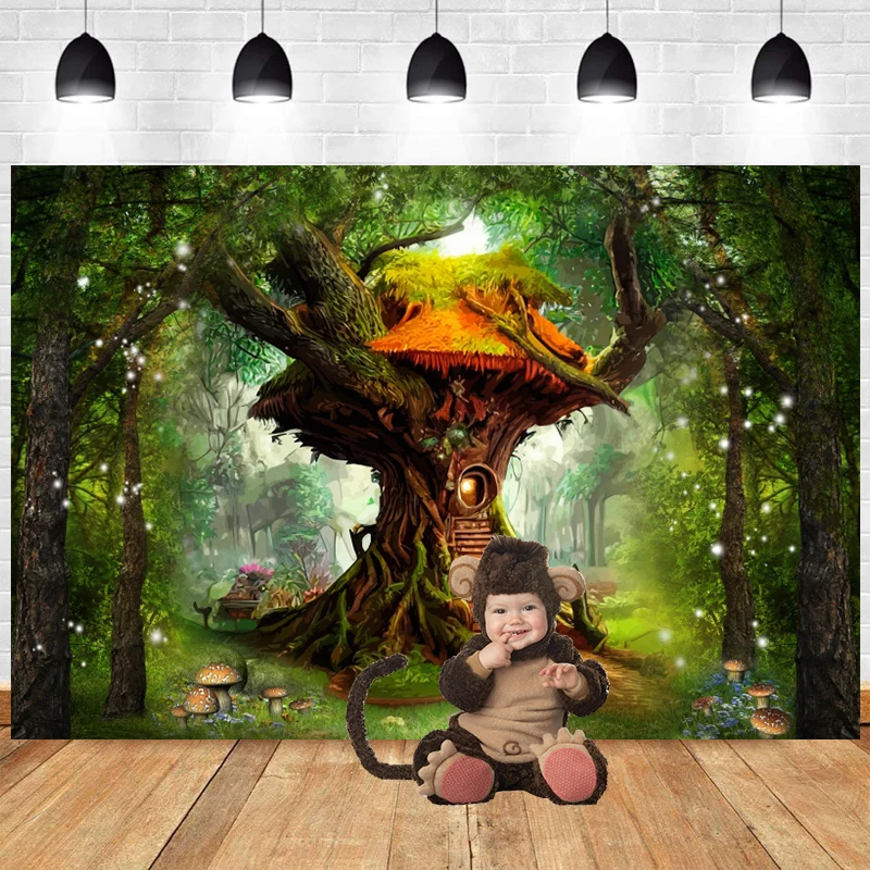 Mushroom Tree House Backdrop Fairy Tale Enchanted Forest Photography Backgroud Green Wonderland Treehouse Birthday Party Decor
Mushroom Tree House Backdrop Fairy Tale Enchanted Forest Photography Backgroud Green Wonderland Treehouse Birthday Party Decor
