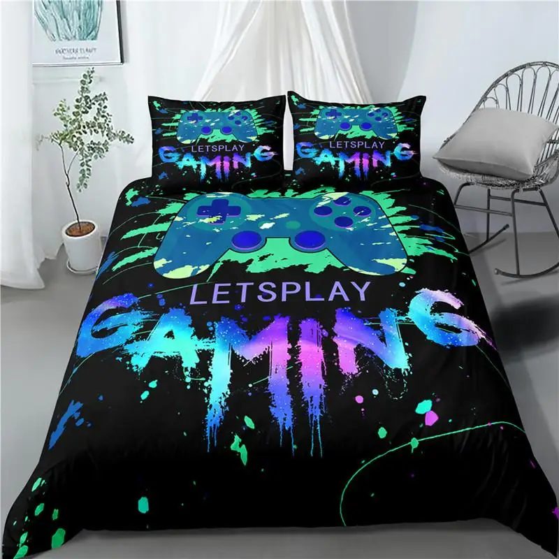 

Gaming Duvet Cover Set Gamer Room Decor For Boy Kids Teen Video Games Twin Bedding Set Microfiber Gamepad Let's Play Quilt Cover