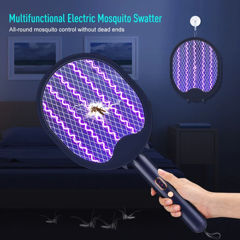 

Electric Mosquito Swatter,3-in-1 Bug Zapper Racket with 3000V High Voltage, USB Charging LED Lighted Handheld Fly Killer Racquet