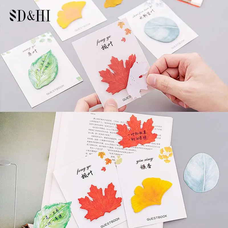 

1Pcs Lovely Creativity Like A Breath Of Fresh Air Leaves Memo Pad Sticky Note Imitation Leaf Note Sticker Messages