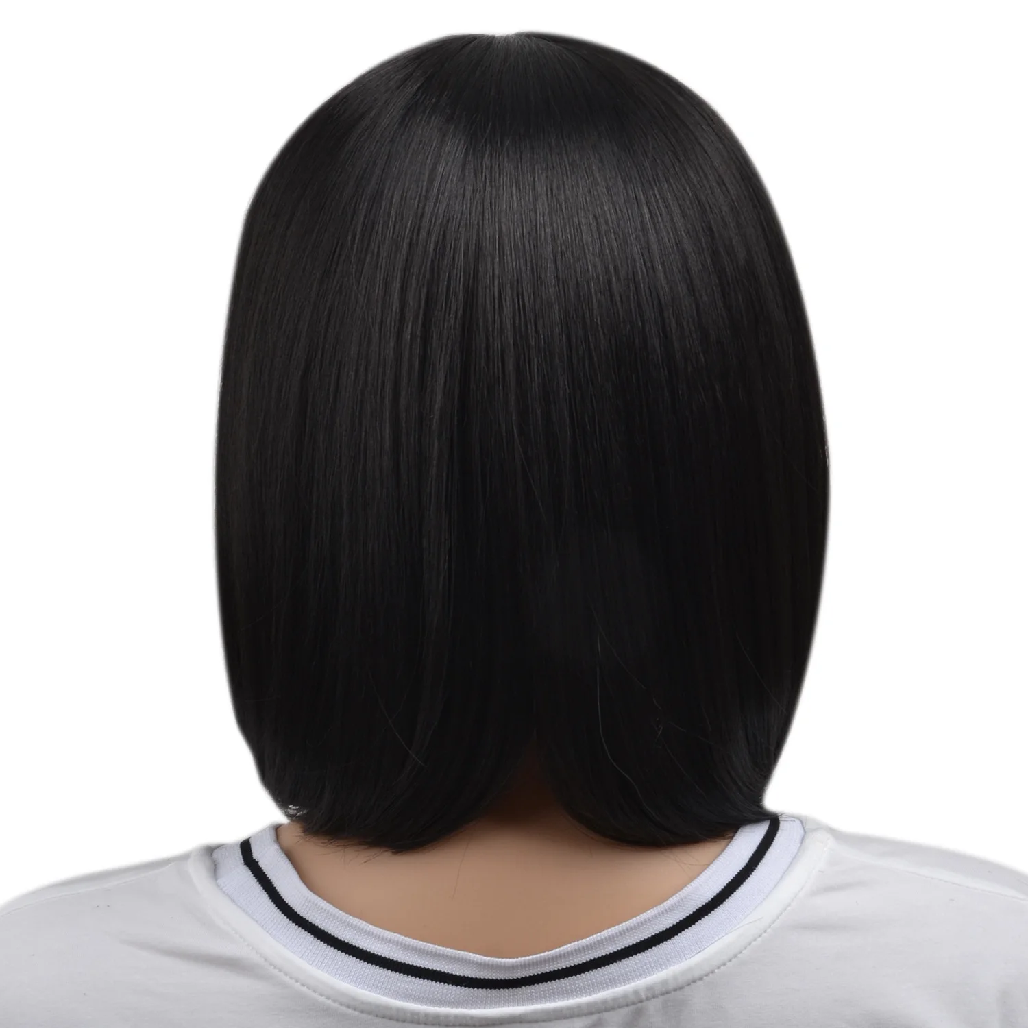 

Natural Short Straight Bob Wig Synthetic Hair For Women 40cm Heat Resistant Female Fake Hair With Bangs Mapof Beauty Short Qi Li