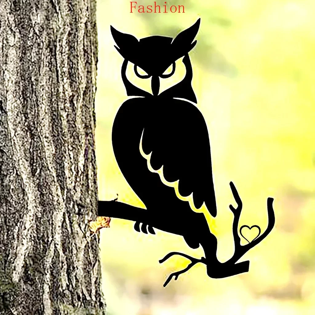 

Owl on Branch Steel Silhouette Metal Wall Outdoor Art Home Garden Yard Patio Outdoor Statue Stake Decoration Birthday Gift Wall