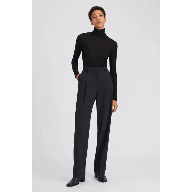 Filipp*K summer women pants straight wide leg solid color pocket high waist fasten button office lady casual
Filipp*K summer women pants straight wide leg solid color pocket high waist fasten button office lady casual