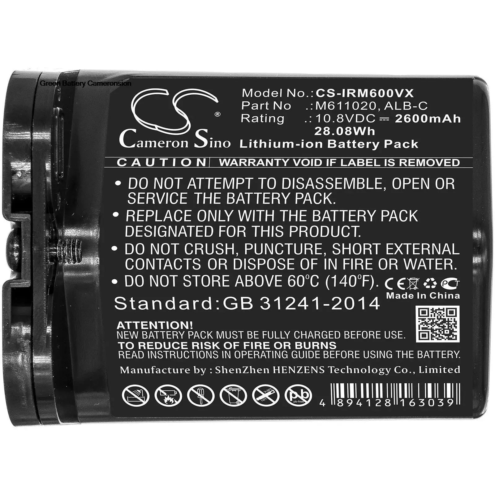 Cameron Sino Green Battery Vacuum 2600mAh Battery for iRobot Braava Jet M6 ALB-C M611020
Cameron Sino Green Battery Vacuum 2600mAh Battery for iRobot Braava Jet M6 ALB-C M611020