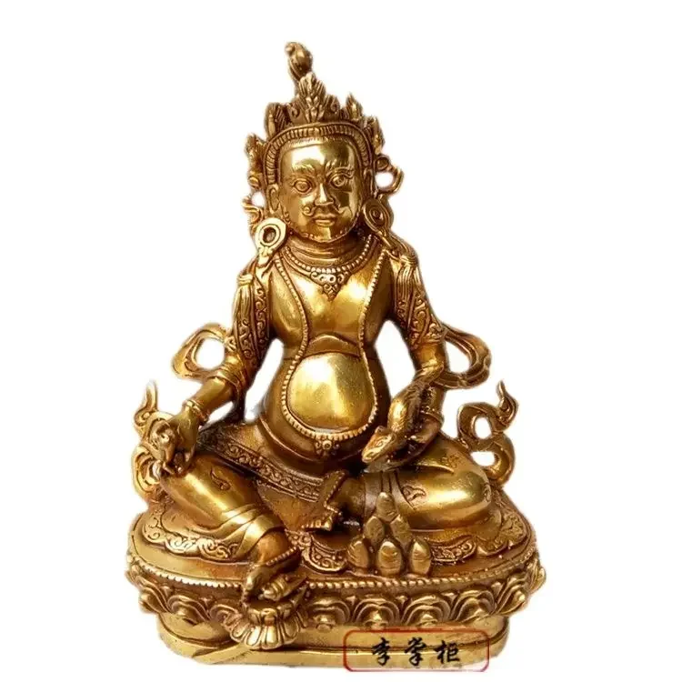 

Nepalese Tibetan Esoteric Pure Copper Yellow God of Wealth Boutique Buddha Statue Decoration, Treasure Attraction Special 15CM