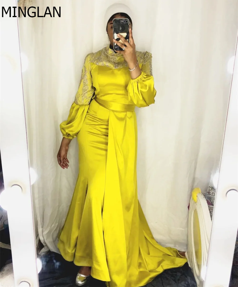 MINGLAN Fashion High Neck Full Sleeve Crystal Sequined Mermaid Evening Dress Floor Length Sweep Train Belt Elegant Prom Gown New
MINGLAN Fashion High Neck Full Sleeve Crystal Sequined Mermaid Evening Dress Floor Length Sweep Train Belt Elegant Prom Gown New