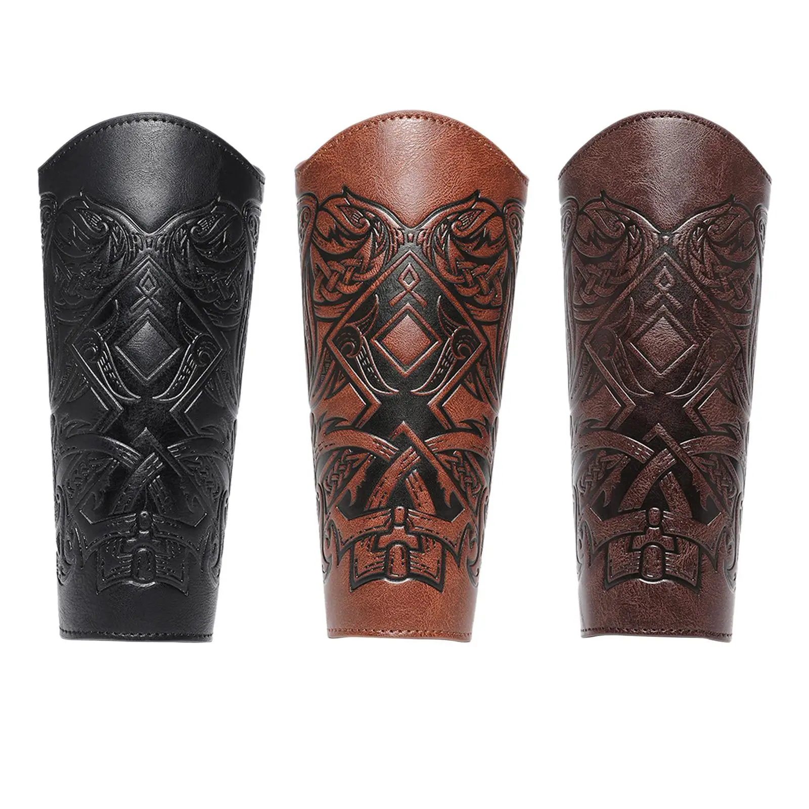 

PU Leather Gauntlet Wristband Medieval Arm Bracers Wide Arm Cuff for Women Men Punk Bracer Arm Guards for Halloween Stage