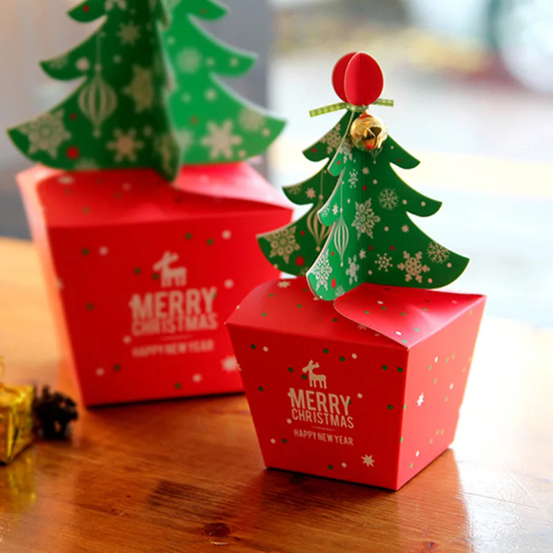 

10 шт. бумажная коробка для упаковки новогодней елки яблок коробка для конфет печенья торта Рождественский подарок Подарочная коробка праздничная подарочная коробка