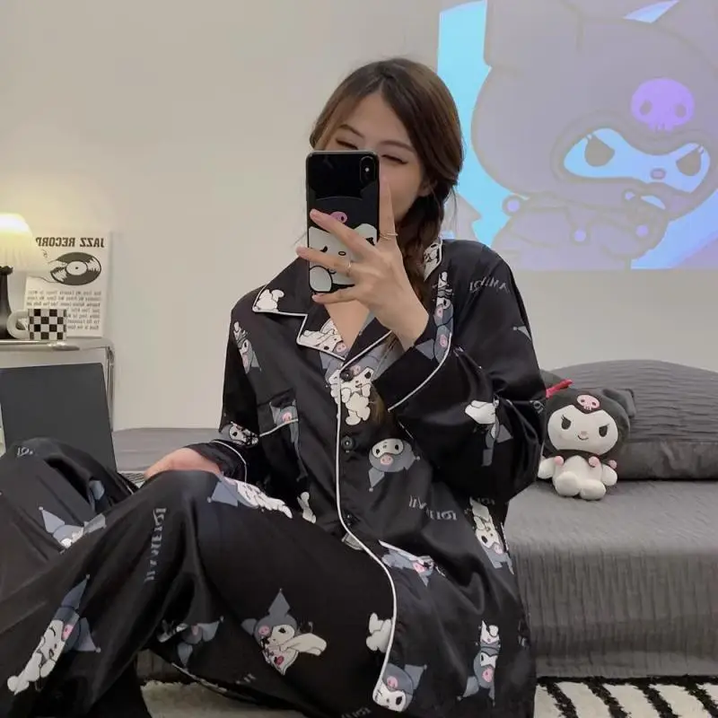 Sanrio Anime Kuromi Pochacco Ice Silk Long Sleeve Pajamas Suit Cartoon Girl Cute Spring Autumn Large Size Home Wear Gift 2Pcs
Sanrio Anime Kuromi Pochacco Ice Silk Long Sleeve Pajamas Suit Cartoon Girl Cute Spring Autumn Large Size Home Wear Gift 2Pcs