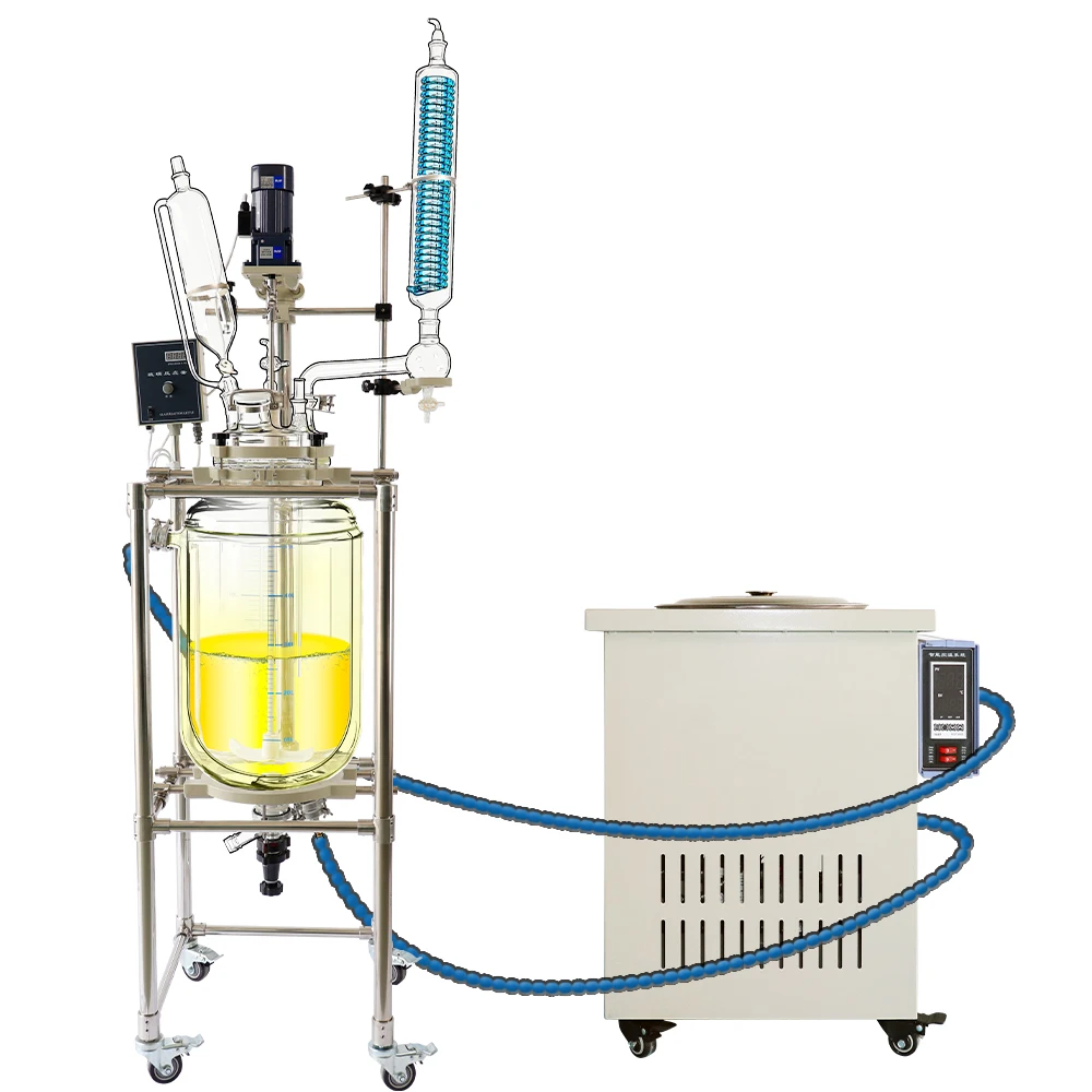 

laboratory high pressure 50l 100l liters chemical double jacketed glass reactor
