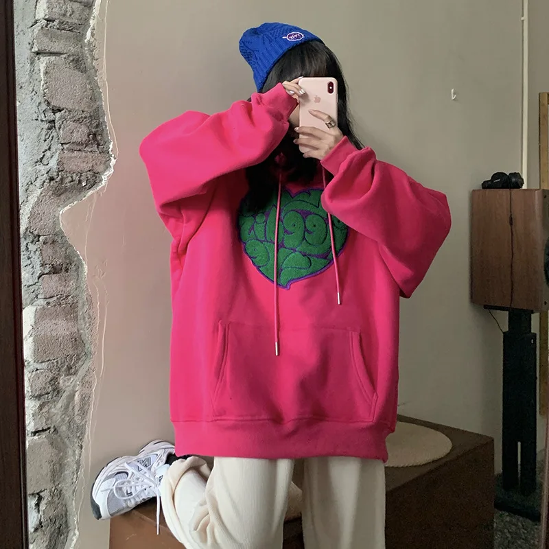 Letter Love Heart Embroidery Hooden Sweatshirts Women Warm Fleece Loose Casual Pullover Hoodies Autumn Winter Fashion Leisure
Letter Love Heart Embroidery Hooden Sweatshirts Women Warm Fleece Loose Casual Pullover Hoodies Autumn Winter Fashion Leisure
