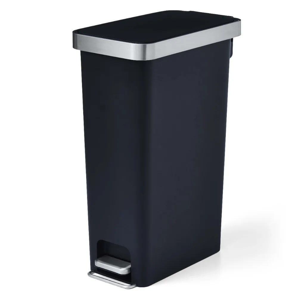 Trash Can Large Capacity, 10.5 Gallon Trash Can, Plastic Slim Trampled on Kitchen Bin, Black
Trash Can Large Capacity, 10.5 Gallon Trash Can, Plastic Slim Trampled on Kitchen Bin, Black