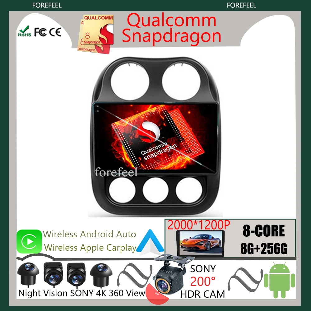 

Qualcomm Touch QLED Screen 5G Android For Jeep Compass 1 MK 2009-2015 Car Player Autoradio GPS Video Navigation WIFI HDR Auto BT