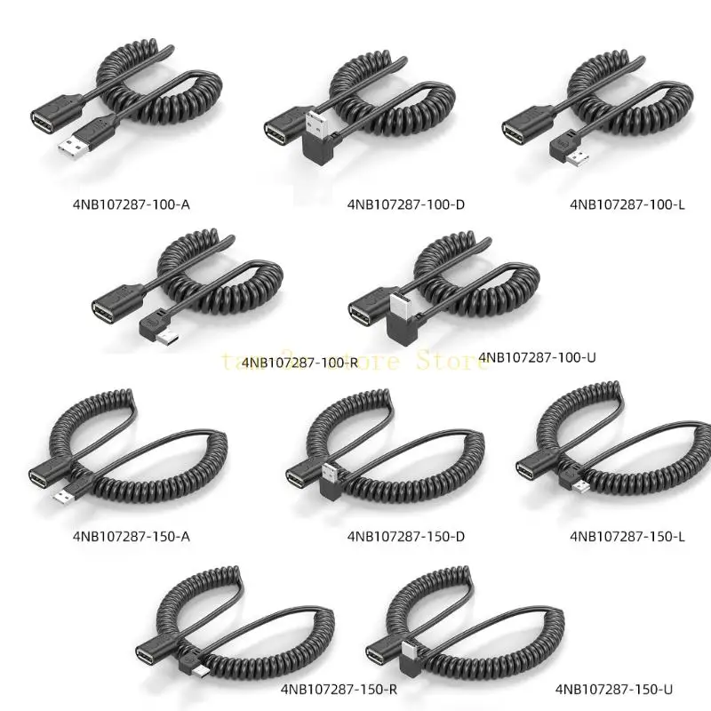 

USB 2.0 Male to Female Spring Spirals Flexible Coiled Extension Cable Connector D0UA