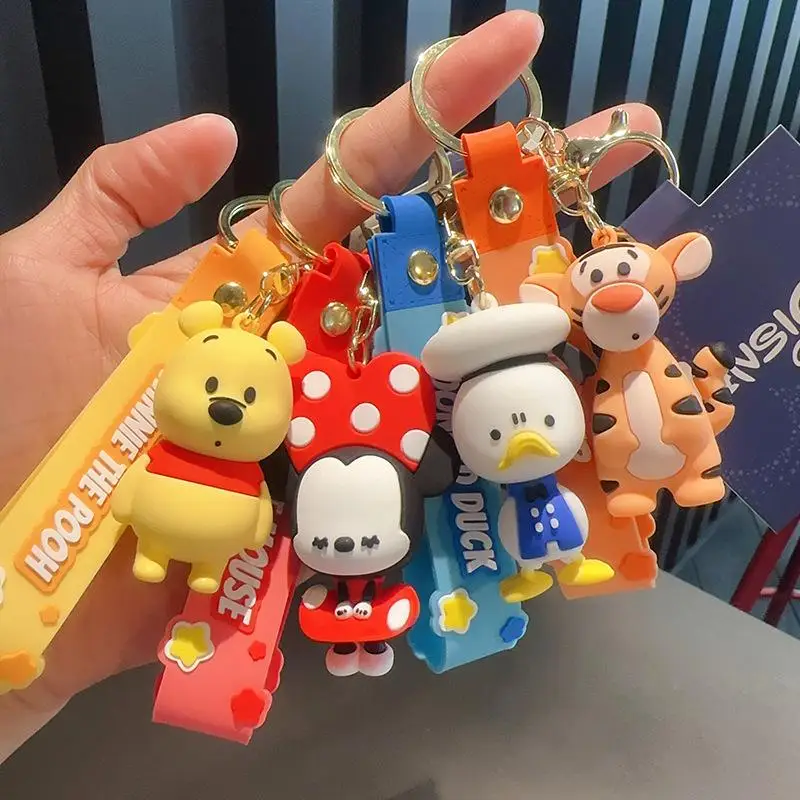 

New Miniso Pooh Bear Mickey Mouse Minnie Mouse Donald Duck Key Chain Cartoon Lovable School Bag Pendant Birthday Gift For Girls
