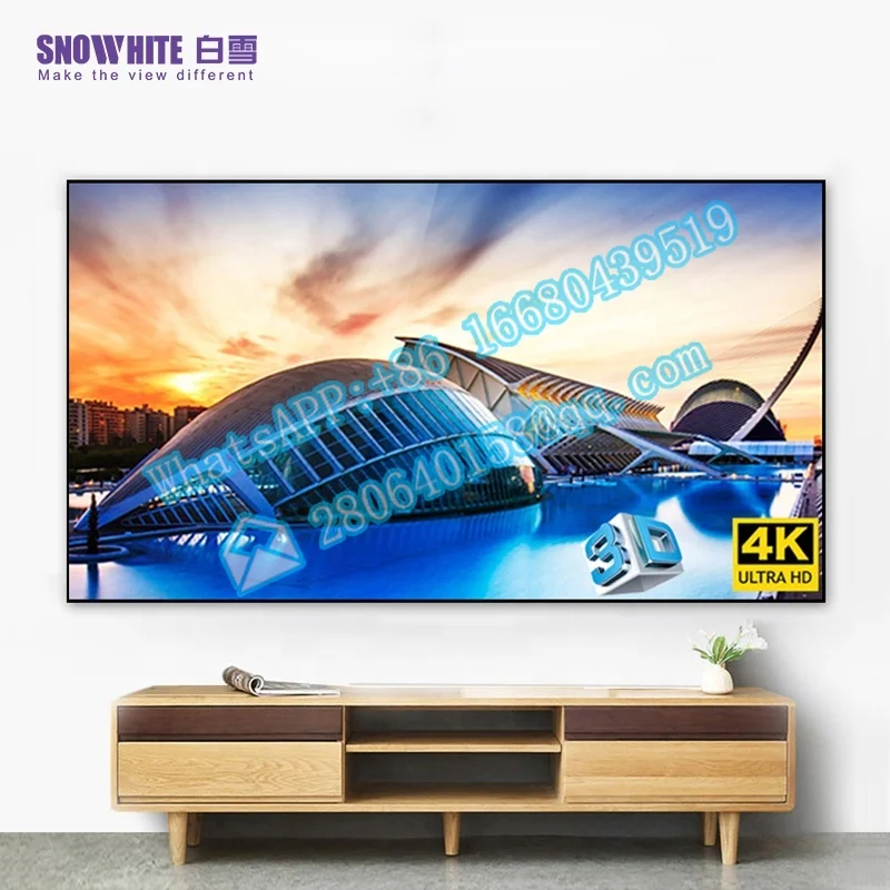 

SNOWHITE BX-SM120DCFH-FK 120 Inch 16:9 long focus ALR PET frame projector screen home theater projection factory