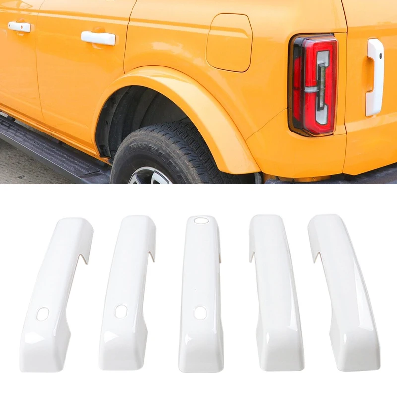 

Car Front Rear Left Right Side Tailgate Door Handle Cover Trim Bezel White ABS Fit For Ford Bronco 2021 2022 2023