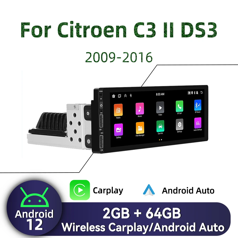 1Din Android Radio for Citroen C3 II DS3 2009-2016 Carplay Autoradio Android Auto Stereo Car Multimedia Head Unit Navigation GPS
1Din Android Radio for Citroen C3 II DS3 2009-2016 Carplay Autoradio Android Auto Stereo Car Multimedia Head Unit Navigation GPS