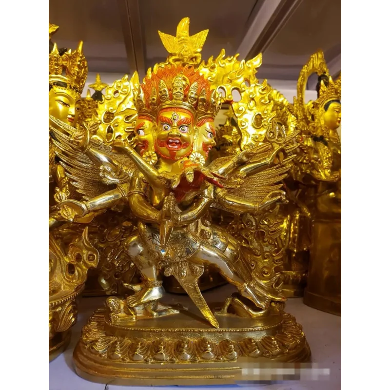 

large Asia Buddhism home temple Patron saint gilding standing Vajrakila PUBA Yamantaka Buddha statue bless Safety Health luck