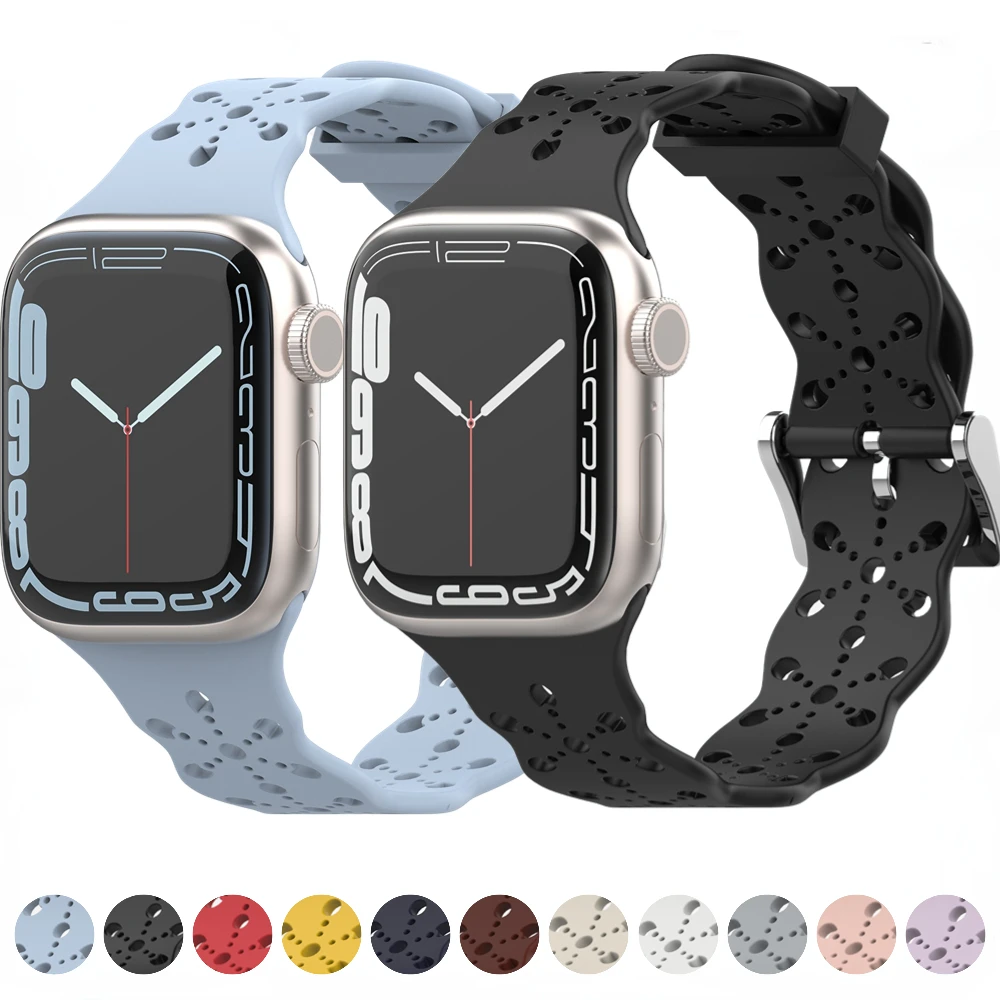 

Lace Silicone Strap for Apple Watch Band 45mm 41mm 44mm 40mm 49mm 42mm 38mm Bracelet for iWatch Series Ultra 8 7 6 5 4 3 SE Belt