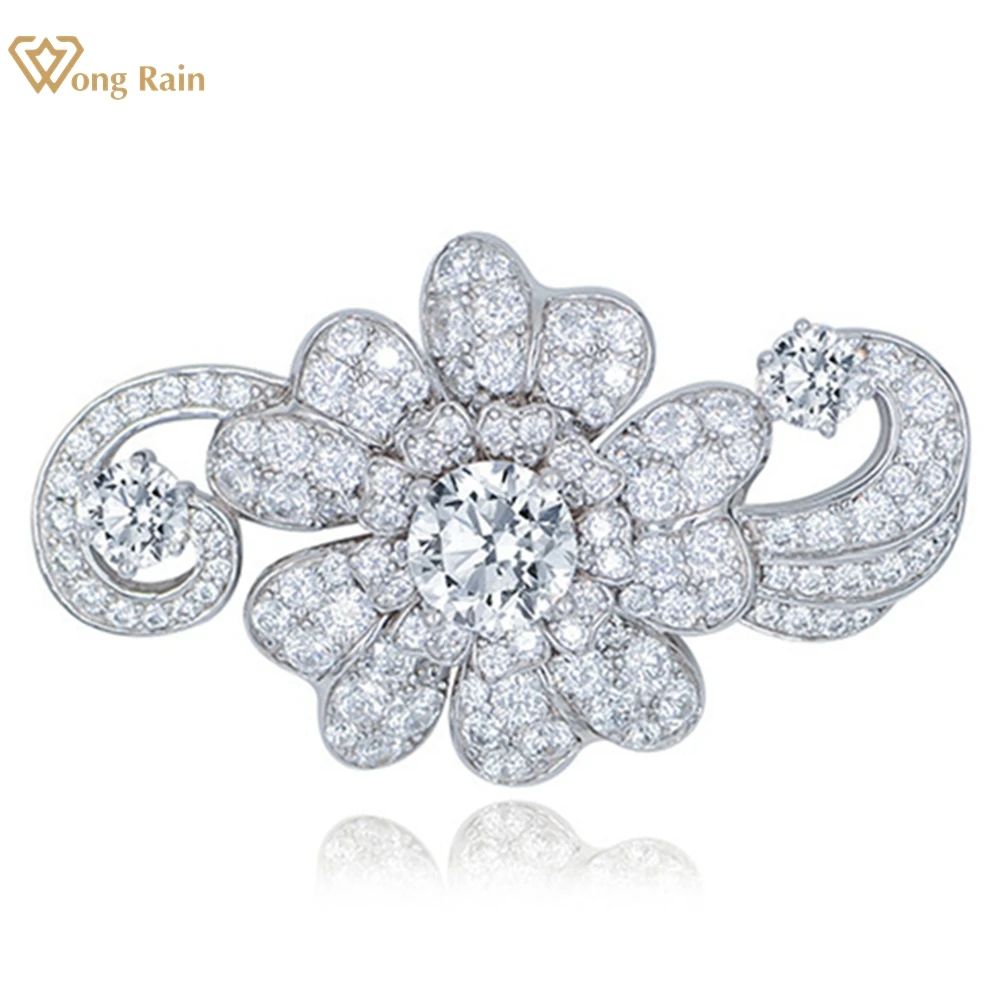 

Wong Rain Elegant 100% 925 Sterling Sliver Lab Sapphire Gemstone Sparkling Flower Brooch Brooches Fine Jewelry Anniversary Gifts