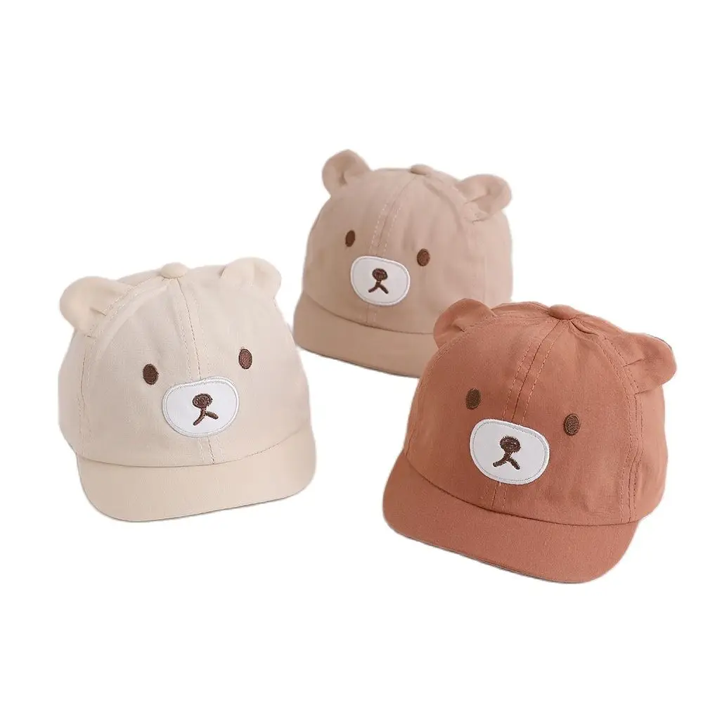 

3 Colors Boys Fashion Cotton Peaked Cap Adjustable Cartoon Bear Baseball Caps Kids Outdoor Breathable Sun Hat Headwear 1-3Y