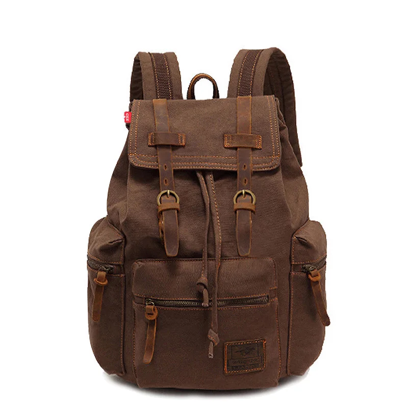 

Холщовая Сумка в стиле ретро для мужчин, мужской рюкзак, сумка для компьютера, студенческий школьный портфель, большой размер с несколькими карманами для колледжа, повседневный ранец, 2024