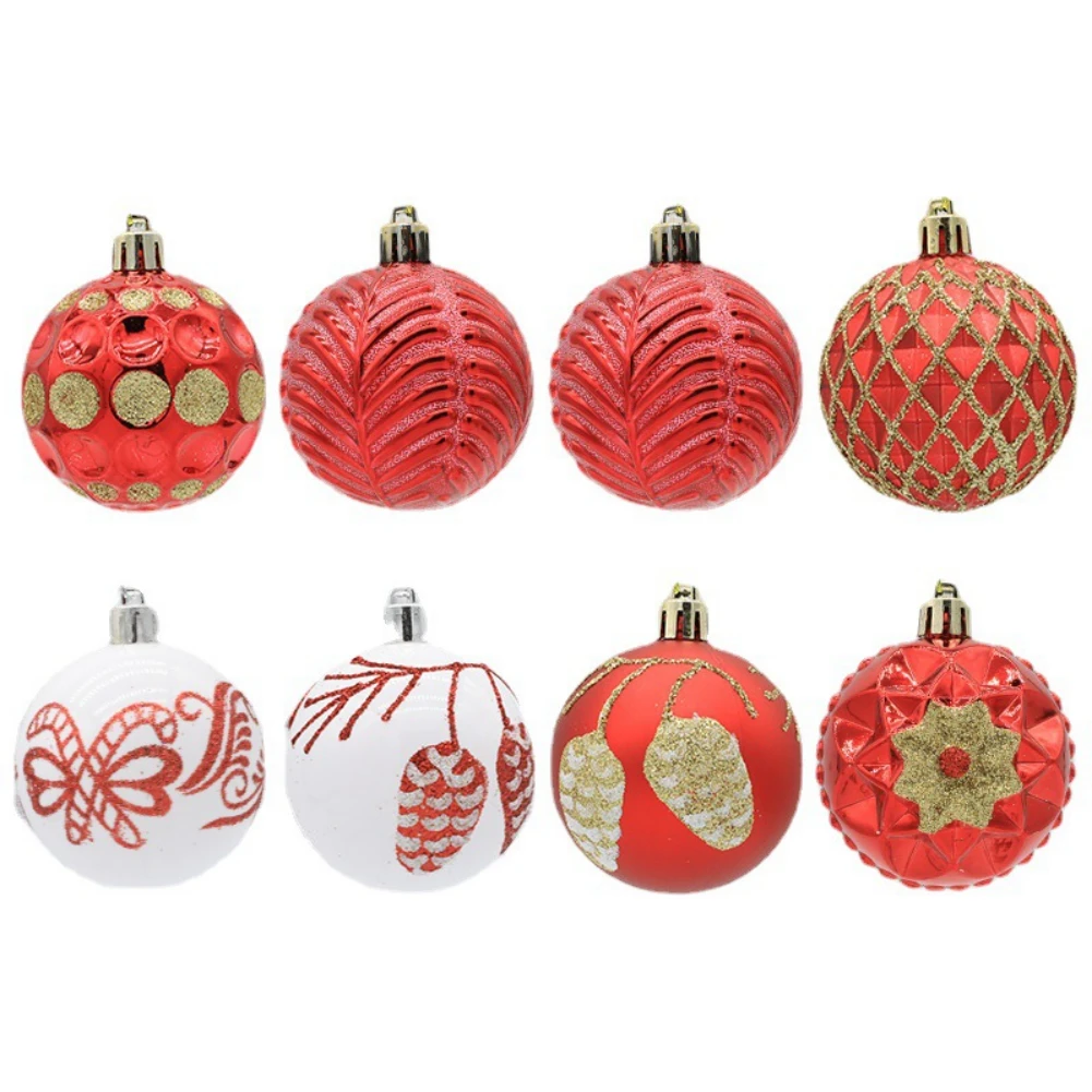 

Christmas Tree Decorative Balls Decor Festival Party Home Decors Holiday Xmas Tree Hanging Ornaments Set Stripes & Flowers