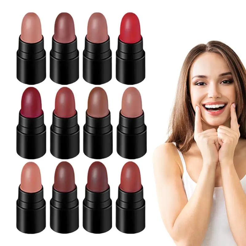 

Color Changing Lipstick Non-Sticky Velvet Temperature Change Lip Essence 12pcs Long Lasting Lip Stain Lip Care Nourishing Lip