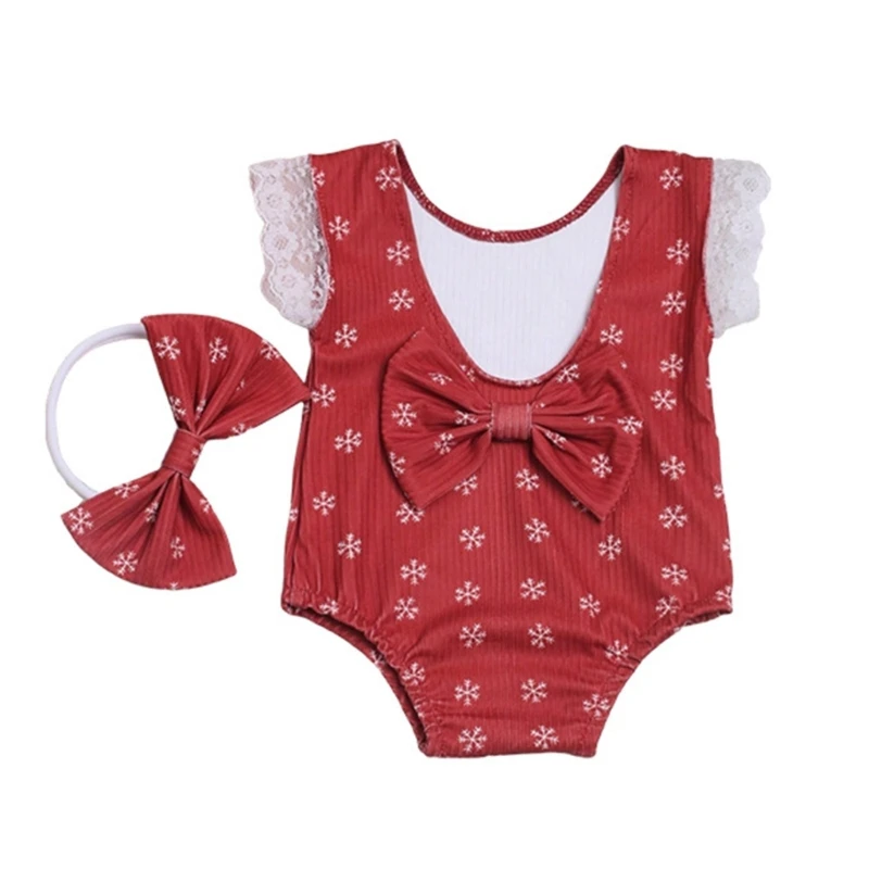 

Baby Photo Clothing Short Jumpsuit & Bowknot Headdress Set Newborn Photo Romper Infant Party Wear Photo Pose Accessories K1KC