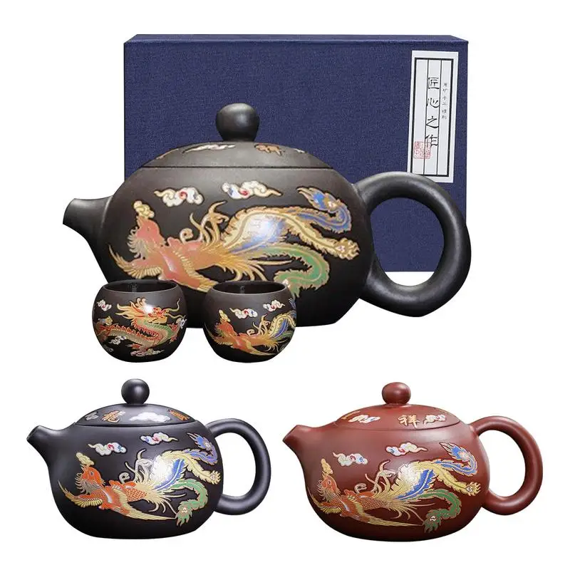 

Color Changing Teapot Handmade Chinese Dragon Phoenix Purple Clay Teapot Zisha Tea Set Kettle Kung Fu Tea Pot for Table Decor