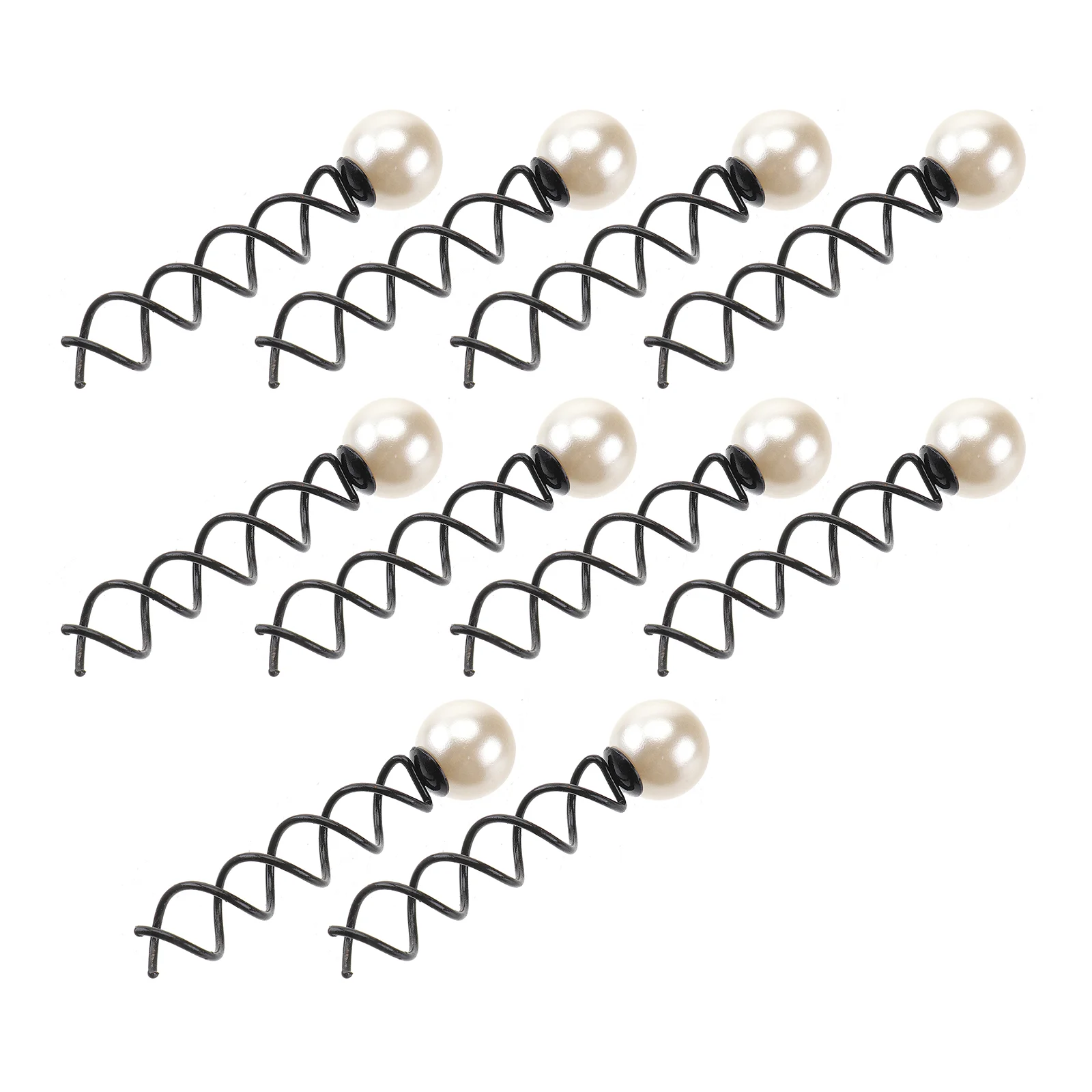 

10pcs Ladies Pearl Hair Pin Metal Coil Spiral Hairpin with Decoration for Wedding Prom Party Birthday (18MM Pearl)