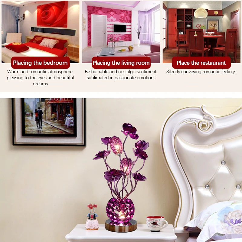 Generic As Shown B Hongcui Modern Red Table Lamp able Art Flower Iiving ...