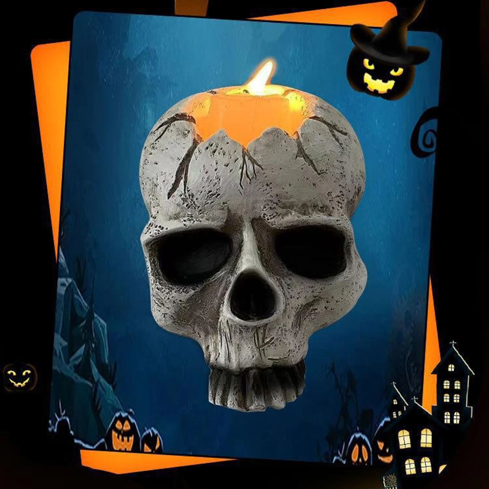 

Подсвечник в виде скелета на Хэллоуин, Готическая голова скелета, настенное бра для свечи, атмосфера для дома, бара, ресторана, декоративное