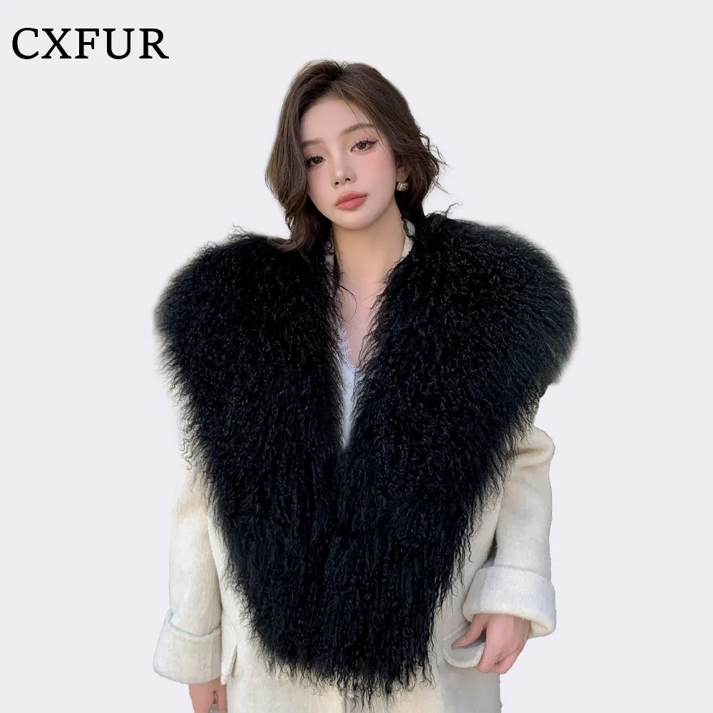 

Ladies Garment Decorative Real Mongolian Lamb Fur Cape Shawl CX-B-139