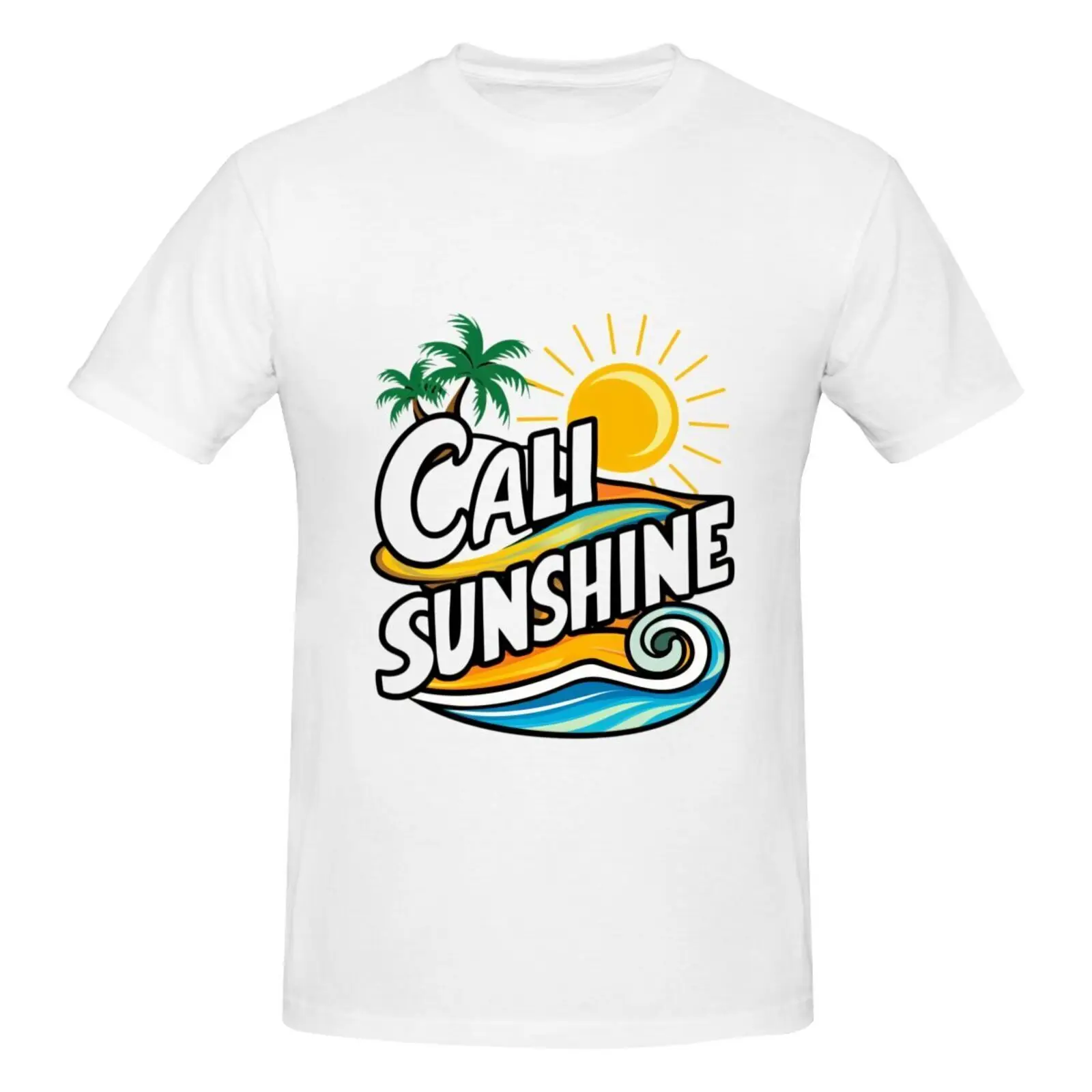 

California Sunshine Theme Men's Cotton Casual Short Sleeve T-Shirt