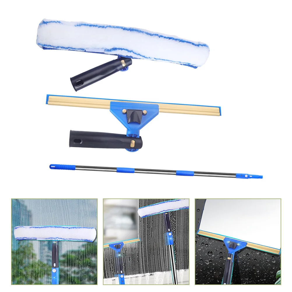 

Window Cleaner Squeegee And Microfiber Scrubber Kit Window Cleaning Squeegee Microfiber Window Scrubber With Pole For Car