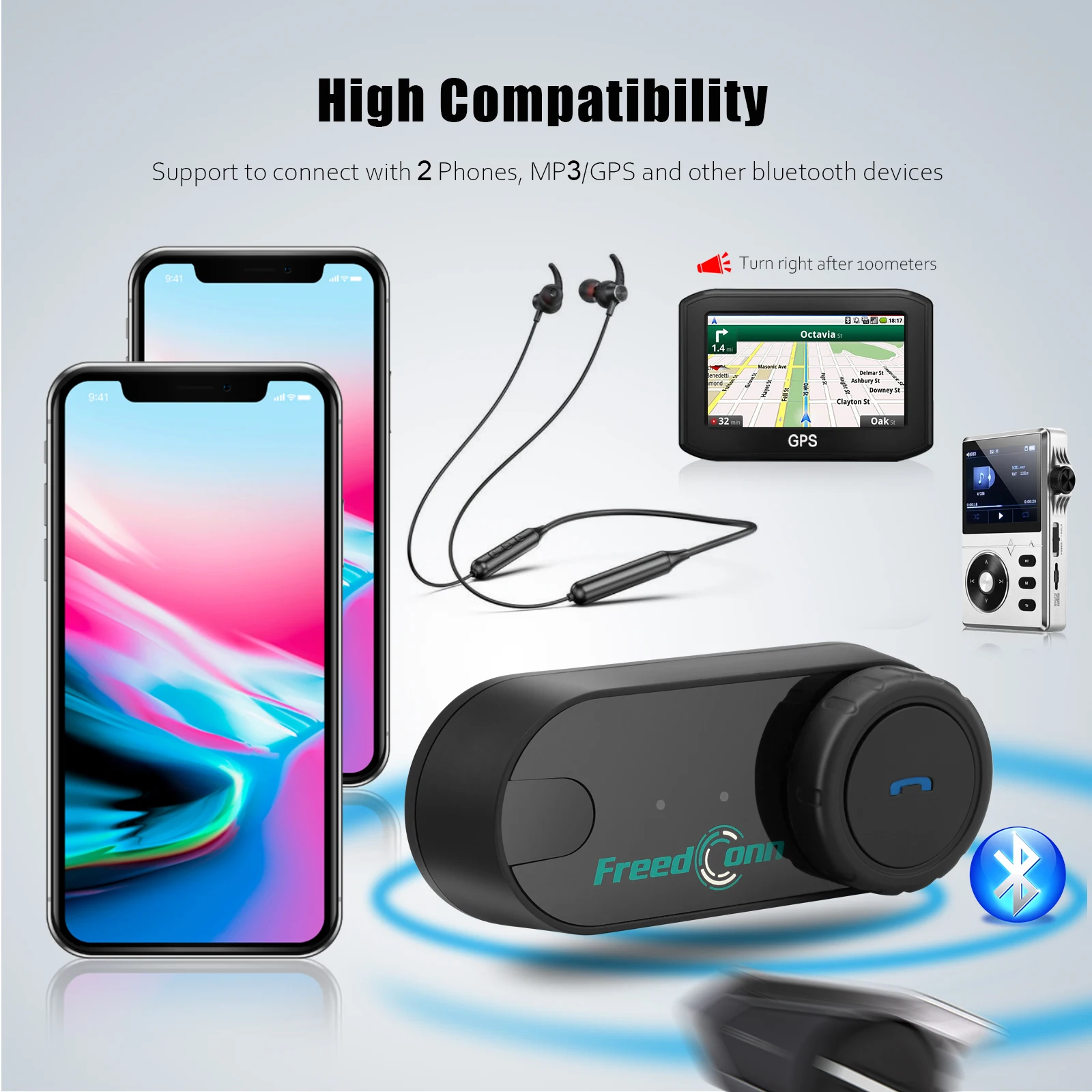 Freedconn Motorcycle Helmet Headset Stereo Bluetooth Hands Free Call Wireless Communication Interphone Music Sharing 6 Riders S28a047b687764e68a71cfbf42af445b0C