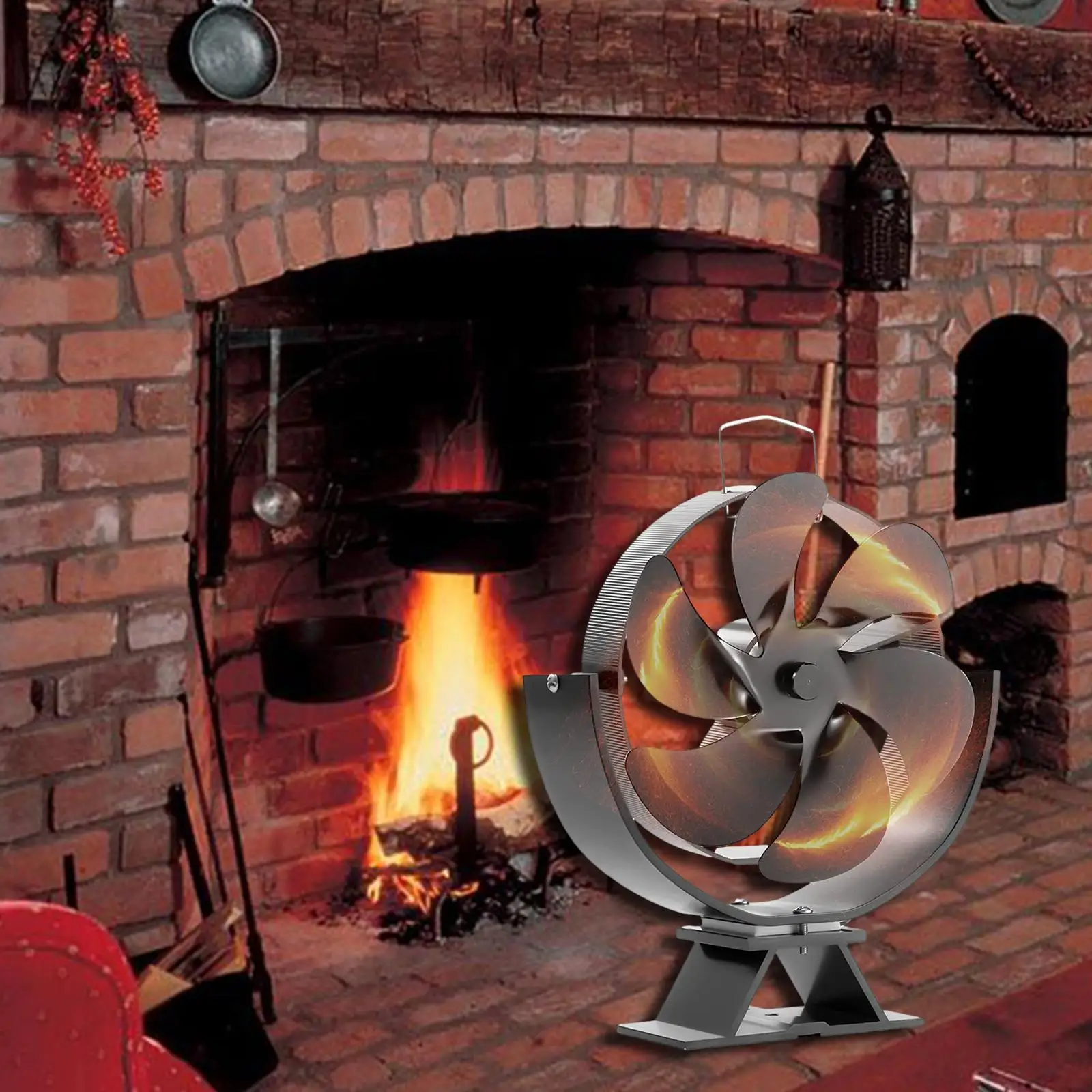 

Wood Burning Stove Fan 6 Blade Log Burner Fan Multipurpose Silent Less Than 25dB Professional Energy Saving Durable