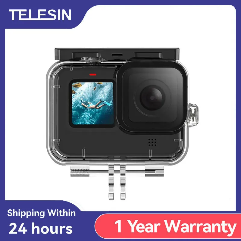 

TELESIN 60M Camera Waterproof Case Underwater Tempered Glass Lens Diving Housing Cover For GoPro Hero 9 10 11 Black Accessories