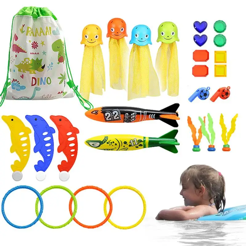 

27pcs ABS Pool Diving Toy Set of Swim Toys Pool Toys for Underwater Diving Swimming Underwater Pool Training Toys for Beach