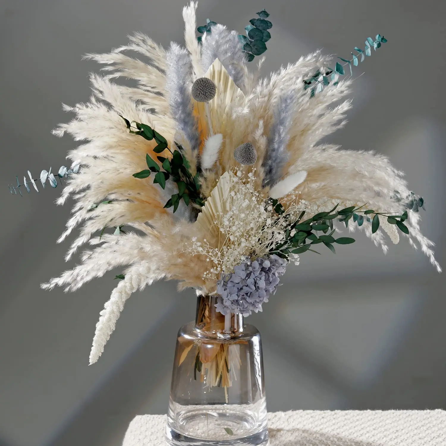 

Natural Dried Flower Pampas Grass Bouquet | Boho Home Decor Bouquet | Dried Eucalyptus Floral Arrangement for Boho Wedding Decor