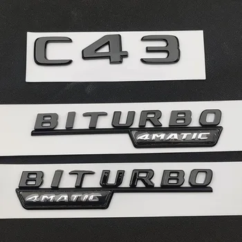 접착 3D ABS 블랙 크롬 자동차 문자, 메르세데스 C43 AMG W205 W204 로고 알파벳 스티커, BITURBO 4MATIC 엠블럼 액세서리
