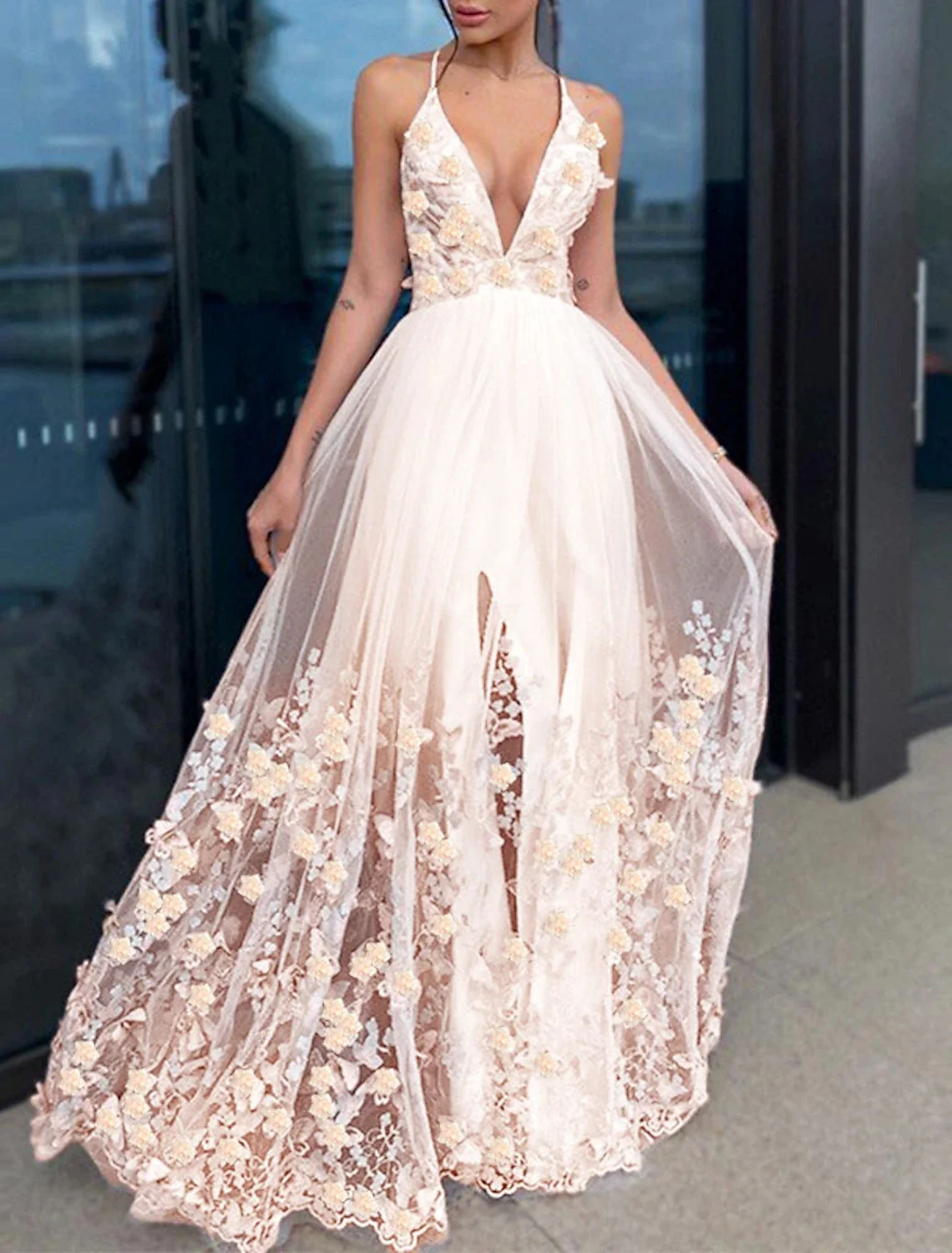 A-Line V-Neck Woman Formal Wedding Guest Evening Prom Dresses Sexy Off Shoulder Sleeveless Floor Length Lace with Appliques
A-Line V-Neck Woman Formal Wedding Guest Evening Prom Dresses Sexy Off Shoulder Sleeveless Floor Length Lace with Appliques