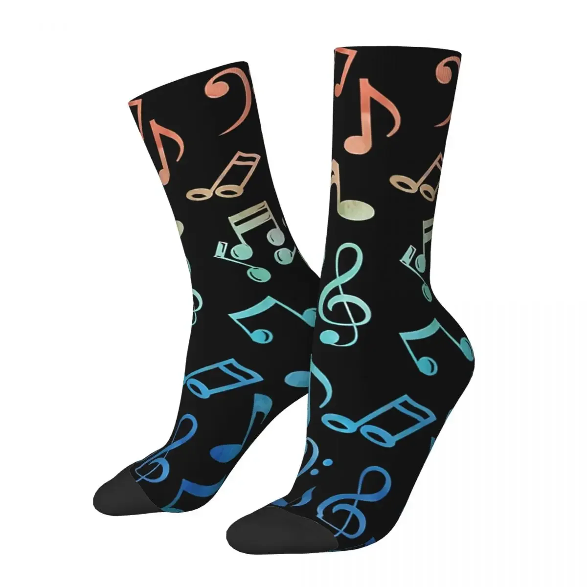 

Funny Men's Socks Watercolor Vintage Harajuku Music Notes Hip Hop Casual Crew Crazy Sock Gift Pattern Printed