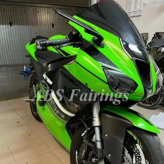 

4Gifts New ABS Full Fairings Kit Fit For KAWASAKI ZX-6R ZX6R 636 2007 2008 07 08 Bodywork Set Custom Green Black